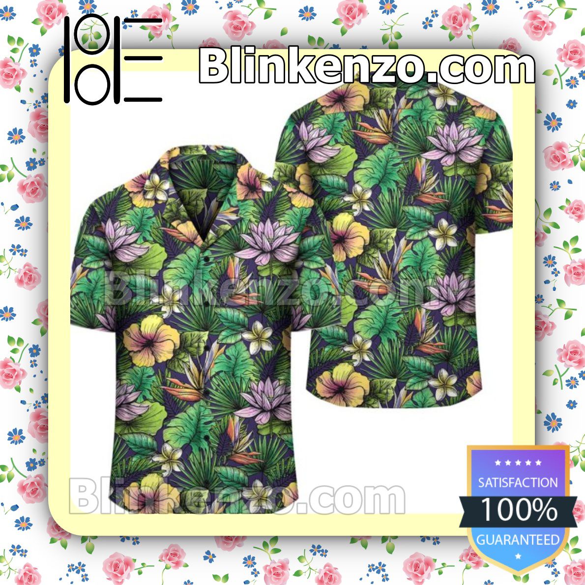 The cheapest Hibiscus And Plumeria Lotus Flower Summer Shirts