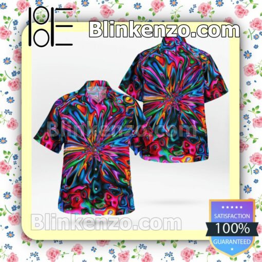 Hippie Colorful Kaleidoscope Hawaiian Shirts, Swim Trunks