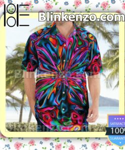 Hippie Colorful Kaleidoscope Hawaiian Shirts, Swim Trunks b