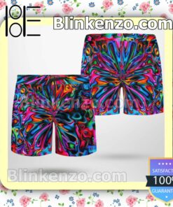 Hippie Colorful Kaleidoscope Hawaiian Shirts, Swim Trunks c