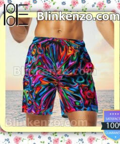 Hippie Colorful Kaleidoscope Hawaiian Shirts, Swim Trunks x