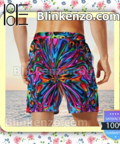 Hippie Colorful Kaleidoscope Hawaiian Shirts, Swim Trunks y