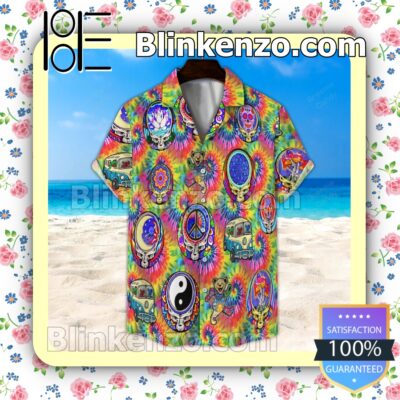 Hippie Grateful Dead Tiedye Pattern Summer Hawaiian Shirt