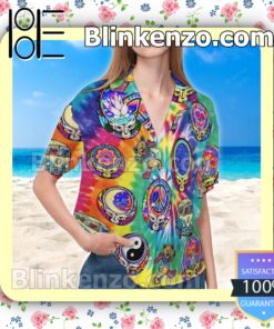 Hippie Grateful Dead Tiedye Summer Hawaiian Shirt b
