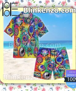 Hippie Grateful Dead Tiedye Summer Hawaiian Shirt c