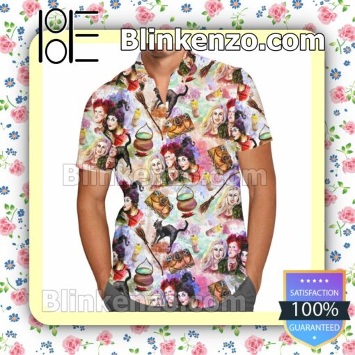 Hocus Pocus Disney Cartoon Graphics Summer Hawaiian Shirt, Mens Shorts