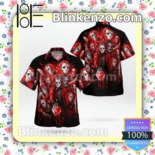 Horror Characters Halloween Red And Black Summer Shirts