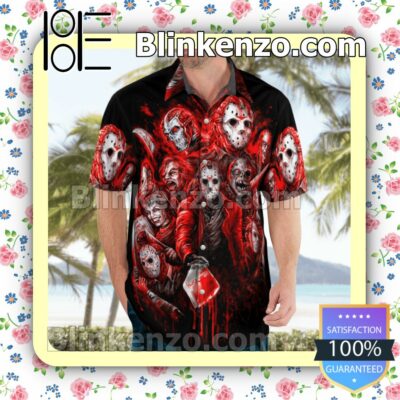 Horror Characters Halloween Red And Black Summer Shirts c