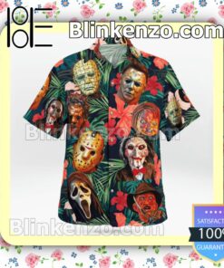 Horror Characters Tropical Hibiscus Palm Leaves Summer Shirts a