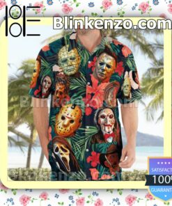 Horror Characters Tropical Hibiscus Palm Leaves Summer Shirts b