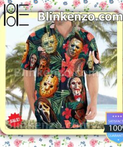 Horror Movie Characters Friday The 13th Hibicus Summer Hawaiian Shirt, Mens Shorts