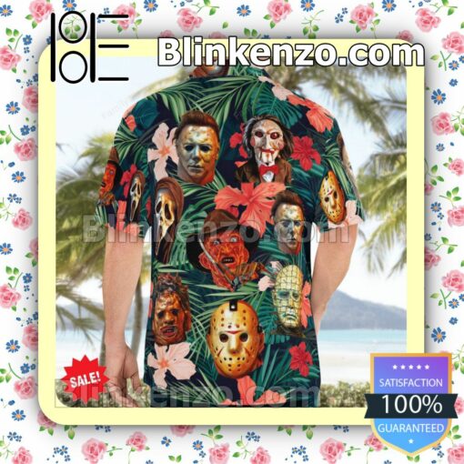Horror Movie Characters Friday The 13th Hibicus Summer Hawaiian Shirt, Mens Shorts a