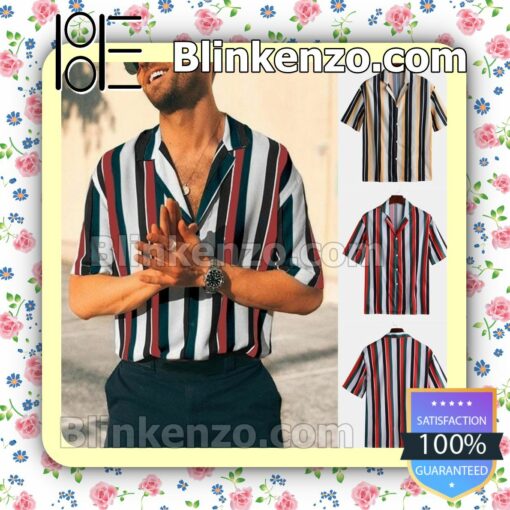 Hot Mens Summer Fashion Striped Button-down Shirts