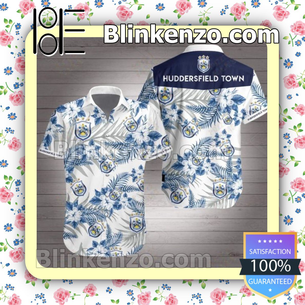 Huddersfield Town Blue Tropical Floral White Summer Shirts