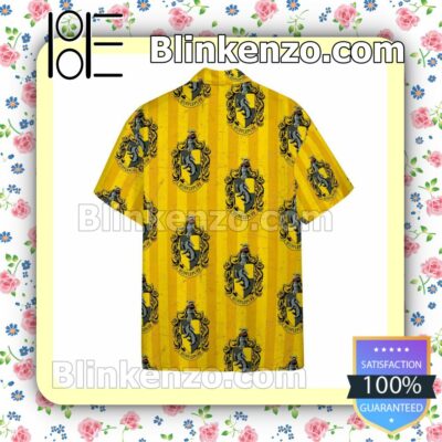 Hufflepuff House Pride Crests Harry Potter Yellow Summer Hawaiian Shirt, Mens Shorts a