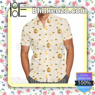 Hunny Pots Pattern Winnie The Pooh Disney Cartoon Graphics Summer Hawaiian Shirt, Mens Shorts