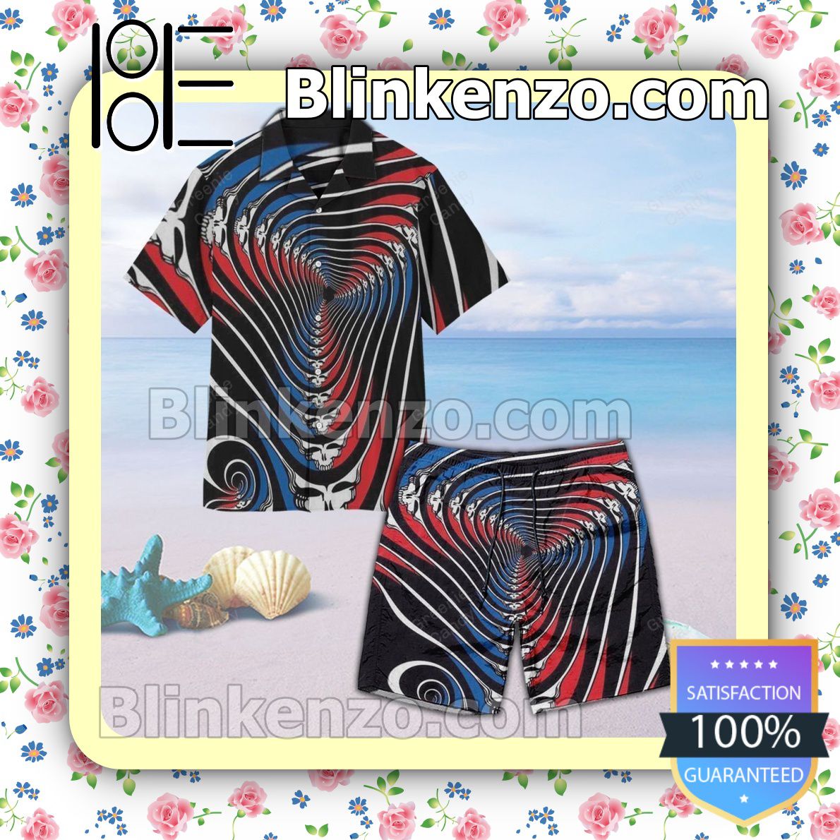 Hypnotic Grateful Dead Unisex Summer Hawaiian Shirt, Mens Shorts