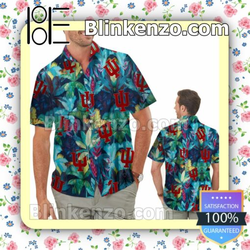 Indiana Hoosiers Floral Tropical Mens Shirt, Swim Trunk