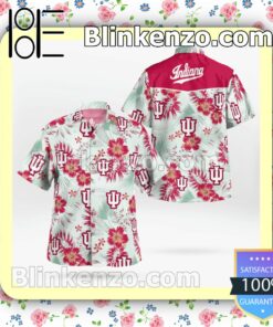 Indiana Hoosiers Flowery  Summer Hawaiian Shirt, Mens Shorts