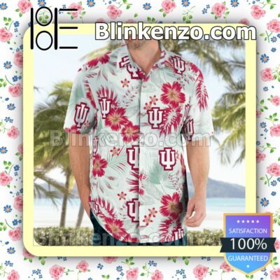 Indiana Hoosiers Flowery  Summer Hawaiian Shirt, Mens Shorts a