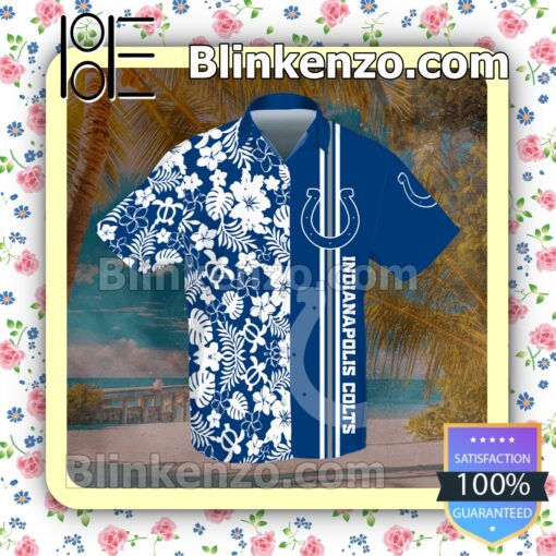 Indianapolis Colts Flowery Navy Summer Hawaiian Shirt b