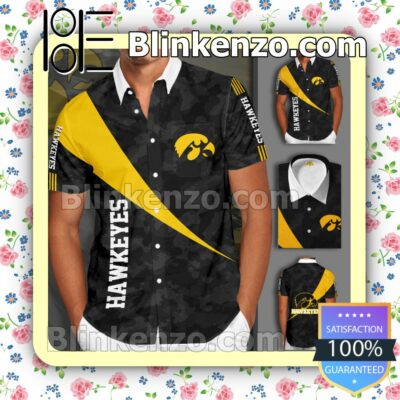 Iowa Hawkeyes Camo Black Summer Hawaiian Shirt, Mens Shorts