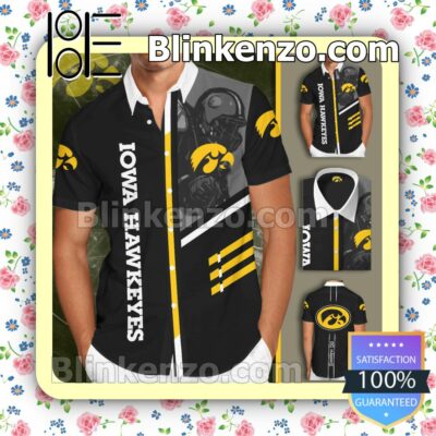 Iowa Hawkeyes Football Team Black Summer Hawaiian Shirt, Mens Shorts