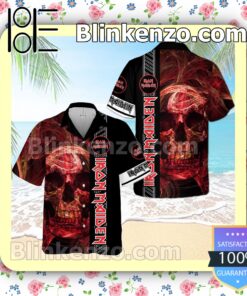 Iron Maiden Smoky Red Skull Black Summer Hawaiian Shirt