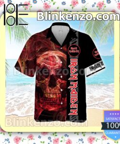 Iron Maiden Smoky Red Skull Black Summer Hawaiian Shirt a