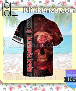 Iron Maiden Smoky Red Skull Black Summer Hawaiian Shirt b