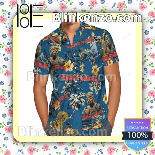 Iron Maiden Tropical Palm Tree Hibiscus Summer Shirts a