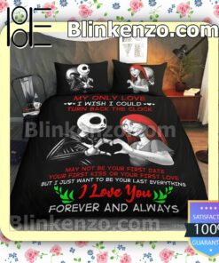 Jack And Sally I Love You Forever And Always Queen King Quilt Blanket Set a