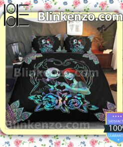Jack And Sally Romantic Love Queen King Quilt Blanket Set a