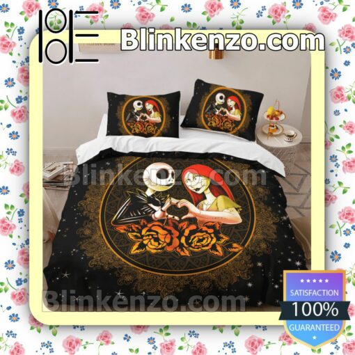 Jack And Sally Romantic Love Starry Sky Night Queen King Quilt Blanket Set b