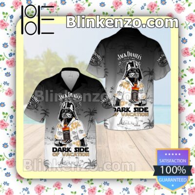 Jack Daniel's Darth Vader Dark Side Of Vacation Ombre Black White Summer Hawaiian Shirt