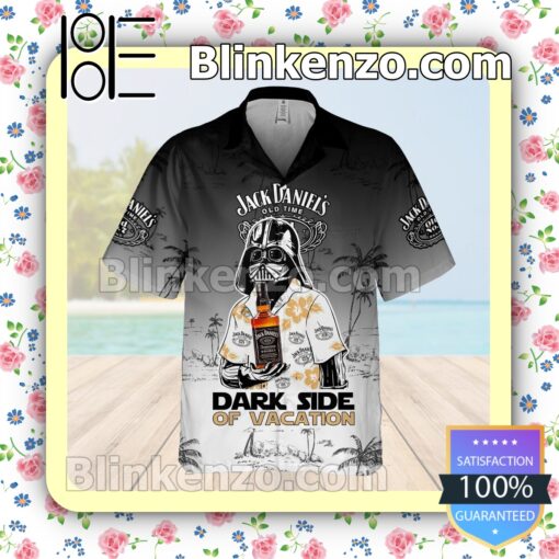 Jack Daniel's Darth Vader Dark Side Of Vacation Ombre Black White Summer Hawaiian Shirt a