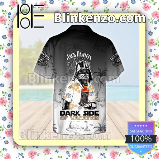 Jack Daniel's Darth Vader Dark Side Of Vacation Ombre Black White Summer Hawaiian Shirt b