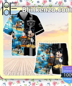 Jack Daniel's Old Time Mickey Mouse Black Summer Hawaiian Shirt