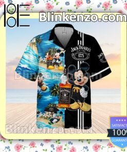 Jack Daniel's Old Time Mickey Mouse Black Summer Hawaiian Shirt a