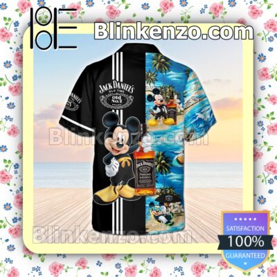 Jack Daniel's Old Time Mickey Mouse Black Summer Hawaiian Shirt b