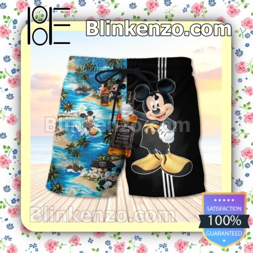 Jack Daniel's Old Time Mickey Mouse Black Summer Hawaiian Shirt c