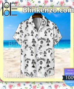 Jack Daniel's Palm Tree White Summer Hawaiian Shirt c