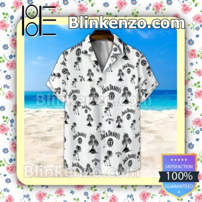 Jack Daniel's Palm Tree White Summer Hawaiian Shirt c