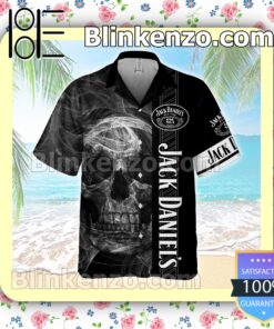 Jack Daniel's Smoky Skull Black Summer Hawaiian Shirt b