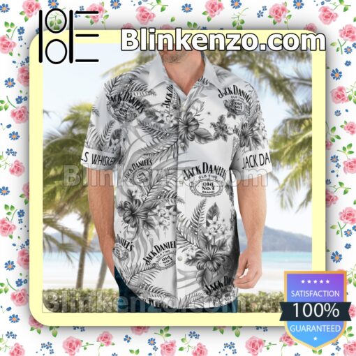 Jack Daniel's Summer White Summer Hawaiian Shirt b