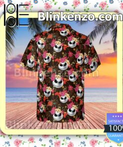 Jack Skellington Disney Floral Pattern Summer Hawaiian Shirt, Mens Shorts a