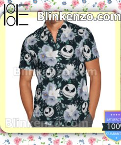 Jack Skellington Nightmare Before Christmas Floral Pattern Summer Hawaiian Shirt a