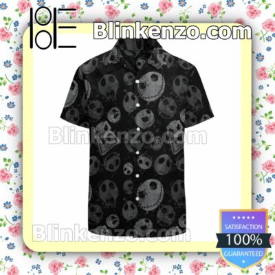 Jack Skellington Smoky Emotions Pattern Black Summer Hawaiian Shirt, Mens Shorts