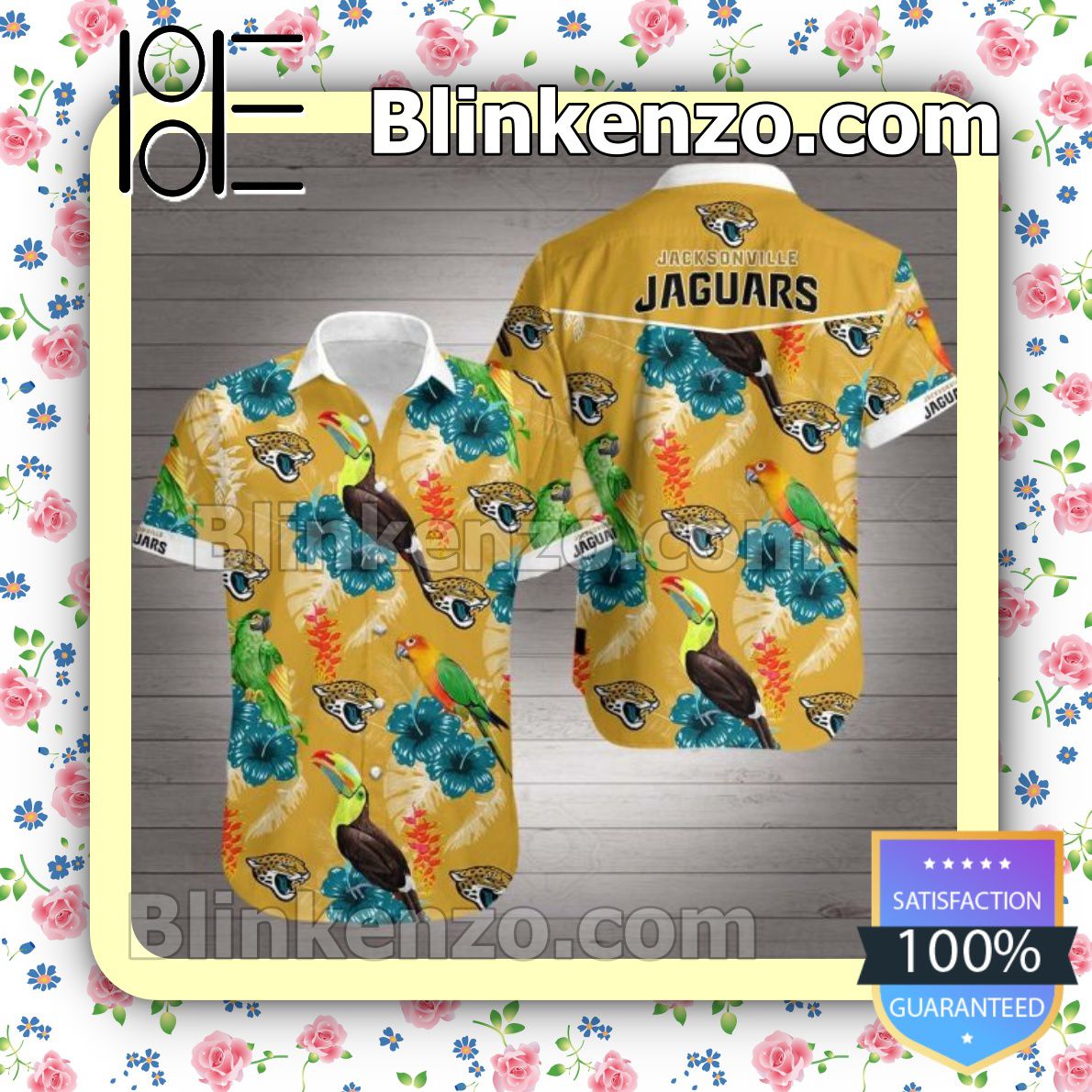 Jacksonville Jaguars Parrot Blue Hibiscus Yellow Summer Shirts