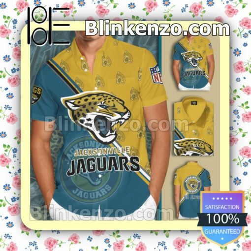 Jacksonville Jaguars Teal Yellow Summer Hawaiian Shirt, Mens Shorts